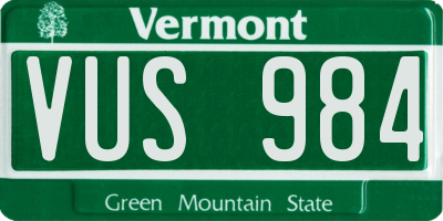VT license plate VUS984