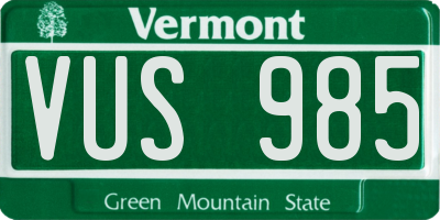 VT license plate VUS985