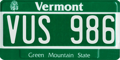 VT license plate VUS986