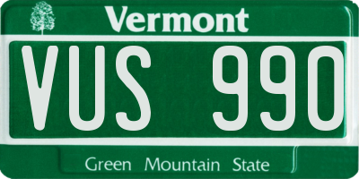 VT license plate VUS990