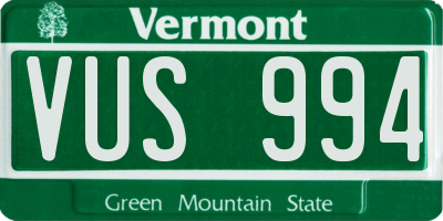 VT license plate VUS994