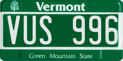 VT license plate VUS996