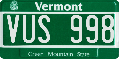 VT license plate VUS998