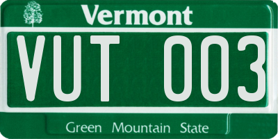 VT license plate VUT003