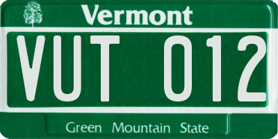 VT license plate VUT012