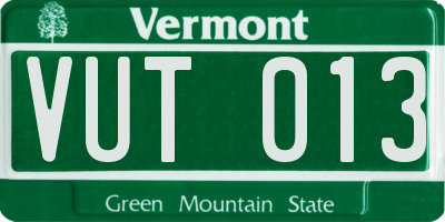 VT license plate VUT013