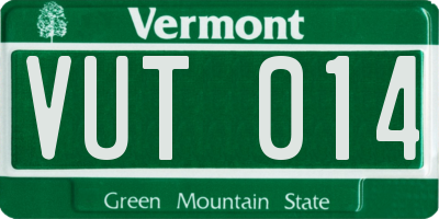 VT license plate VUT014