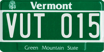 VT license plate VUT015