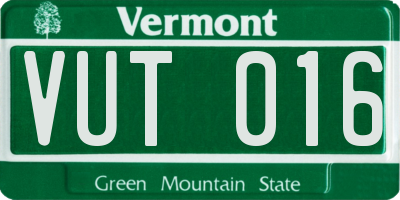 VT license plate VUT016