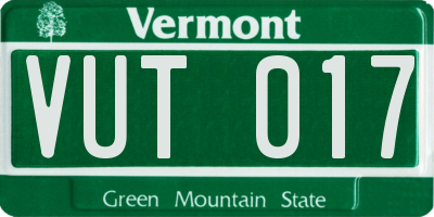 VT license plate VUT017