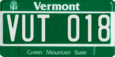 VT license plate VUT018