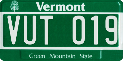 VT license plate VUT019
