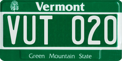 VT license plate VUT020