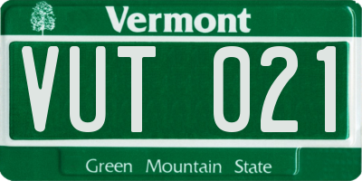 VT license plate VUT021