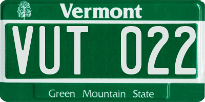VT license plate VUT022