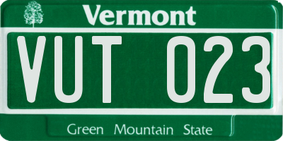 VT license plate VUT023