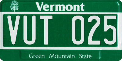 VT license plate VUT025