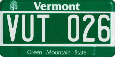 VT license plate VUT026