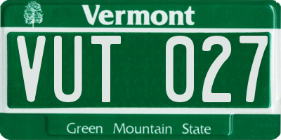 VT license plate VUT027