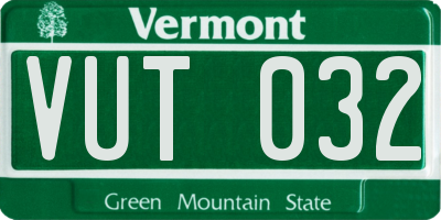 VT license plate VUT032