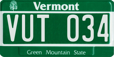 VT license plate VUT034