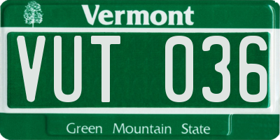 VT license plate VUT036