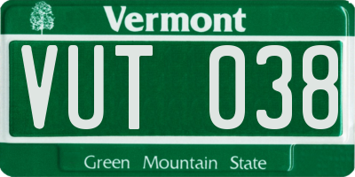 VT license plate VUT038