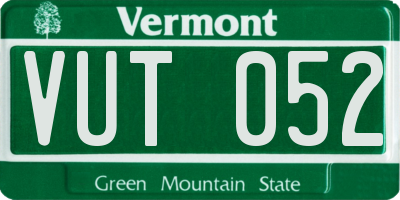 VT license plate VUT052