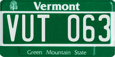 VT license plate VUT063