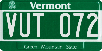 VT license plate VUT072