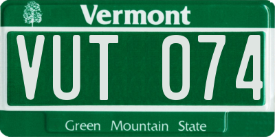 VT license plate VUT074