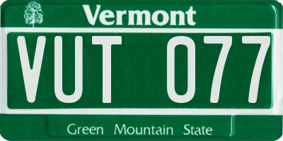 VT license plate VUT077