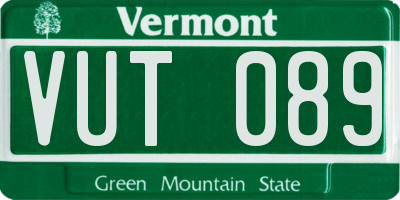 VT license plate VUT089