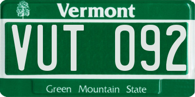 VT license plate VUT092