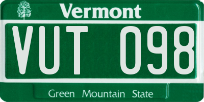 VT license plate VUT098