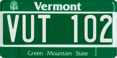 VT license plate VUT102