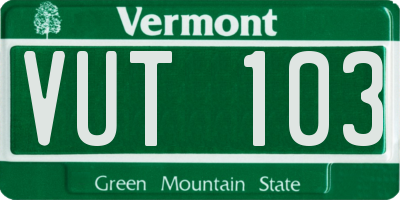 VT license plate VUT103
