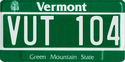 VT license plate VUT104