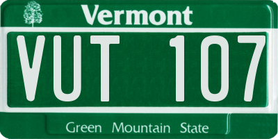 VT license plate VUT107