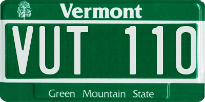 VT license plate VUT110