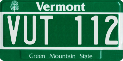 VT license plate VUT112