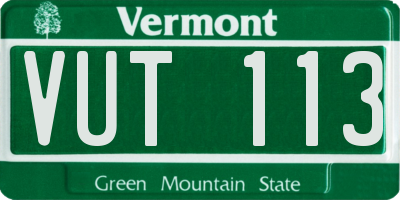 VT license plate VUT113