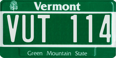 VT license plate VUT114