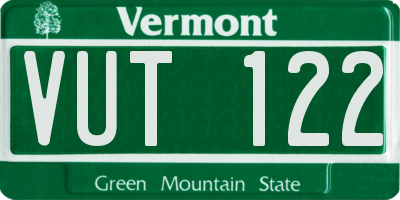 VT license plate VUT122