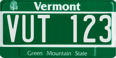 VT license plate VUT123