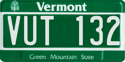 VT license plate VUT132