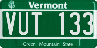 VT license plate VUT133
