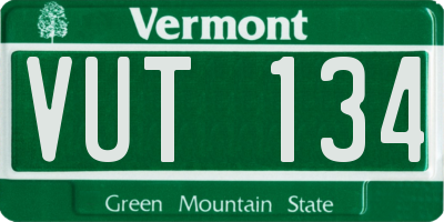 VT license plate VUT134