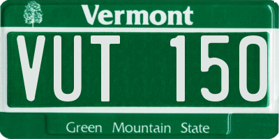 VT license plate VUT150