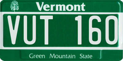 VT license plate VUT160